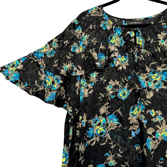 Lane Bryant Black Floral Blouse - Picture 2 of 8